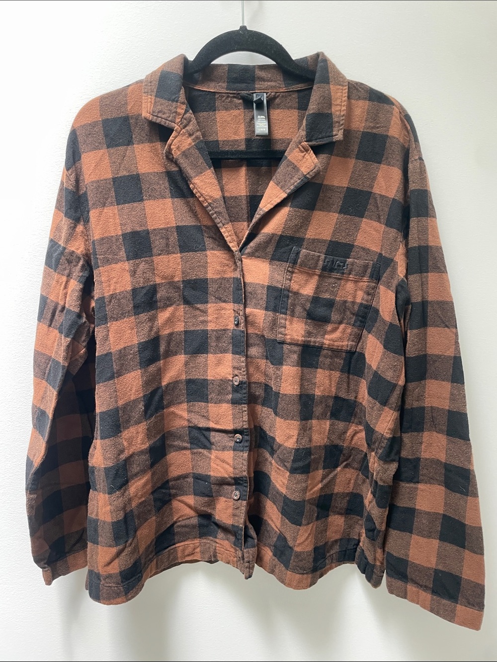 SKIMS Oversized Jasper Buffalo Plaid Flannel 100% Cotton Top Size Large